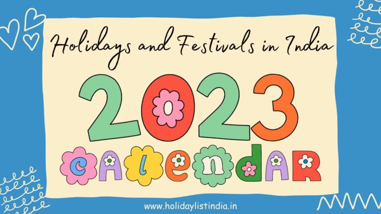 Calendar 2023 India with Holidays and Festivals - Holiday List India