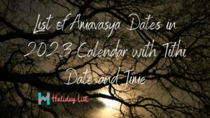 List of Amavasya Dates in 2023 Calendar with Tithi - Holiday List India