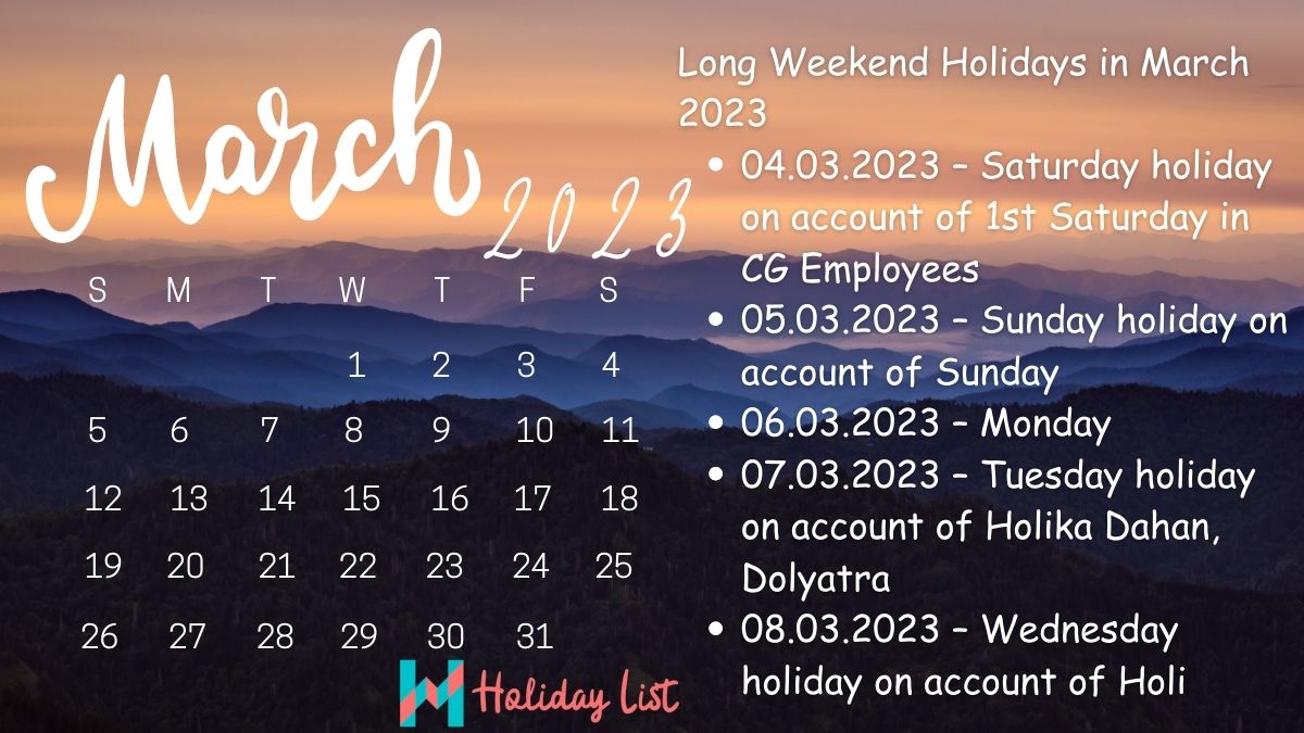 March 2023 Calendar with Holidays India Holiday List India