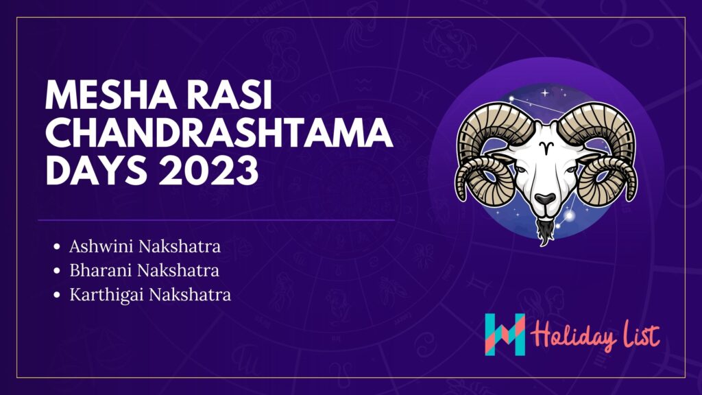 Mesha Rasi Chandrashtama Days 2023