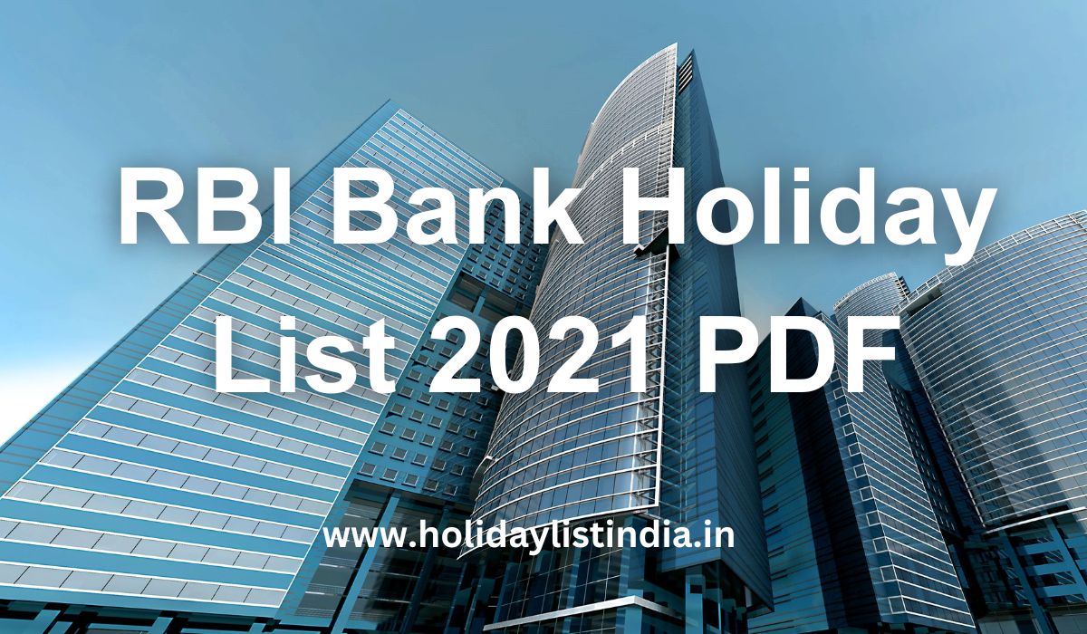 RBI Bank Holiday List 2021 PDF Holiday List India