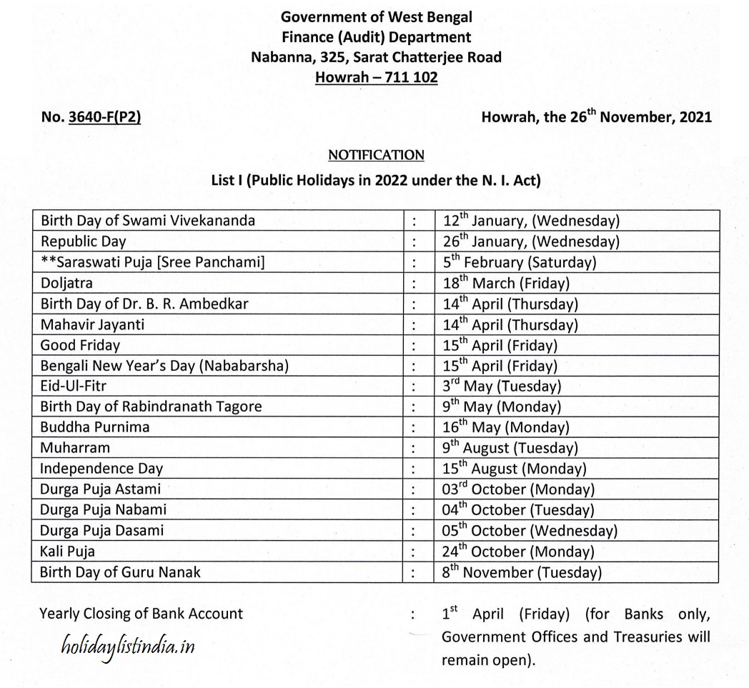 West Bengal School Academic Calendar 2022 23 PDF West Bengal School 